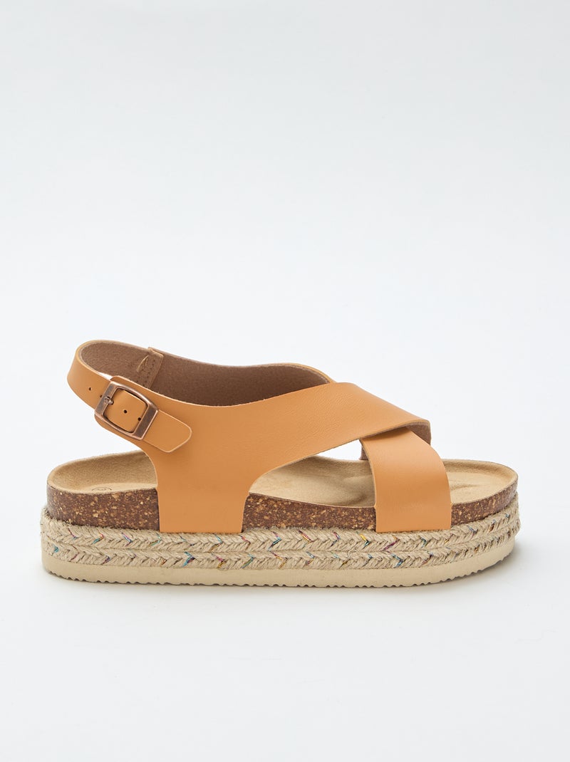 Sandali platform con fascette incrociate Marrone - Kiabi