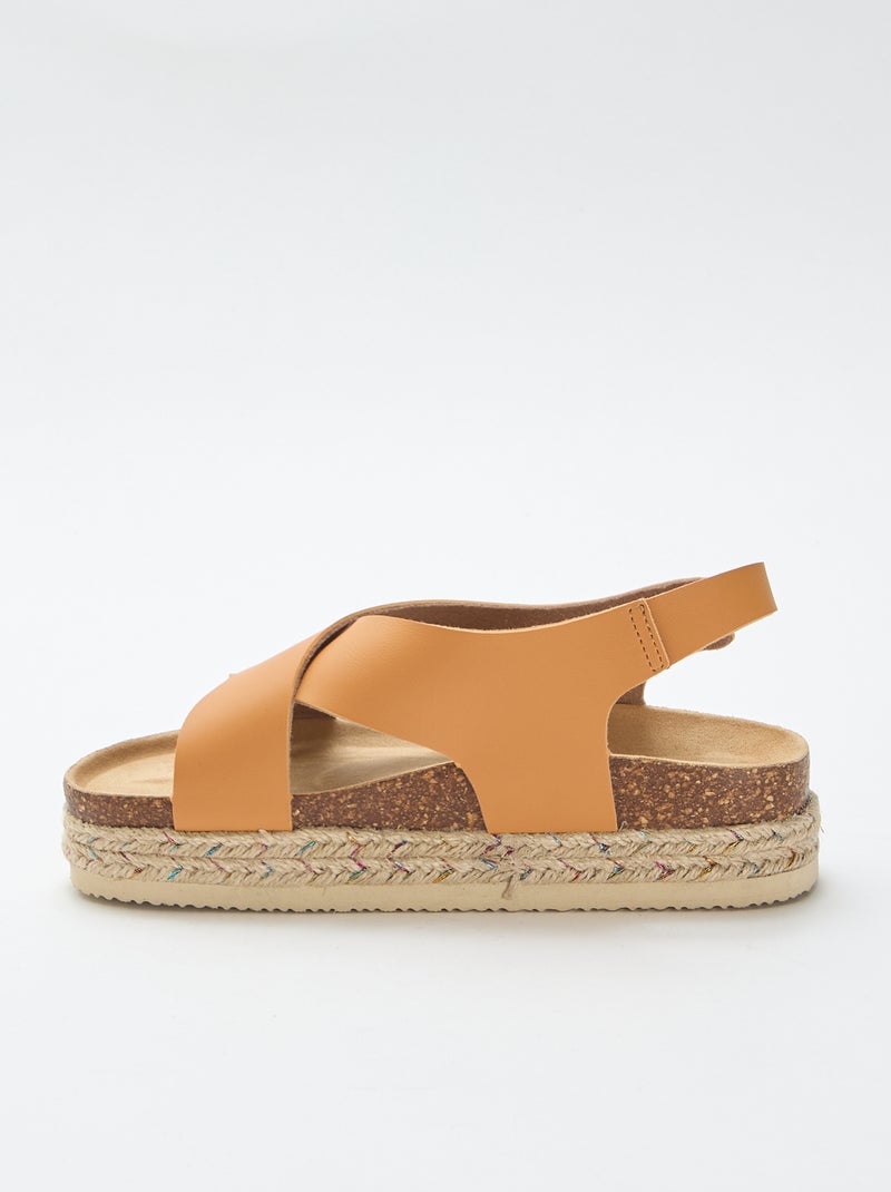 Sandali platform con fascette incrociate Marrone - Kiabi