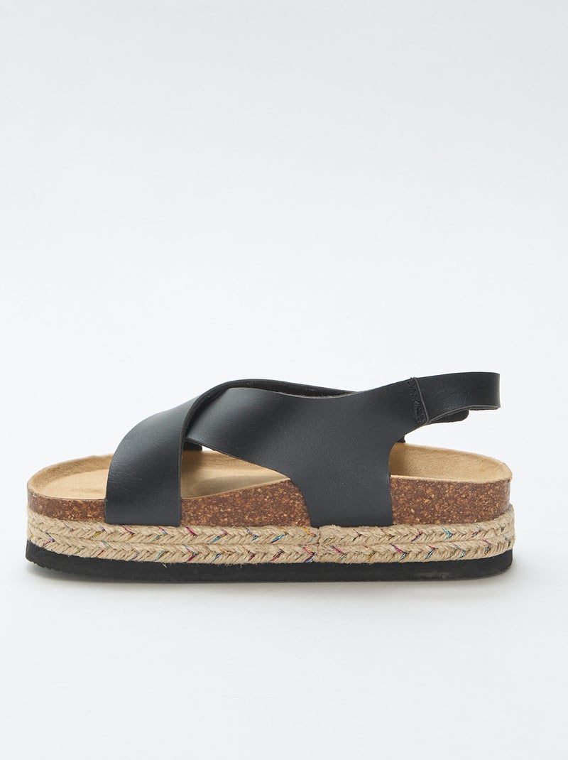 Sandali platform con fascette incrociate Nero - Kiabi