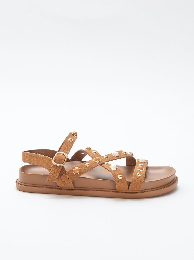 Sandali platform con listini borchiati Marrone - Kiabi
