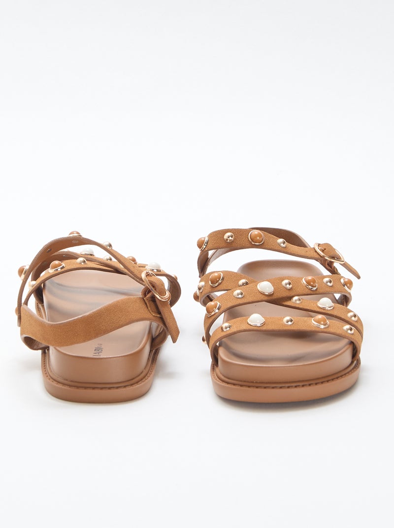 Sandali platform con listini borchiati Marrone - Kiabi