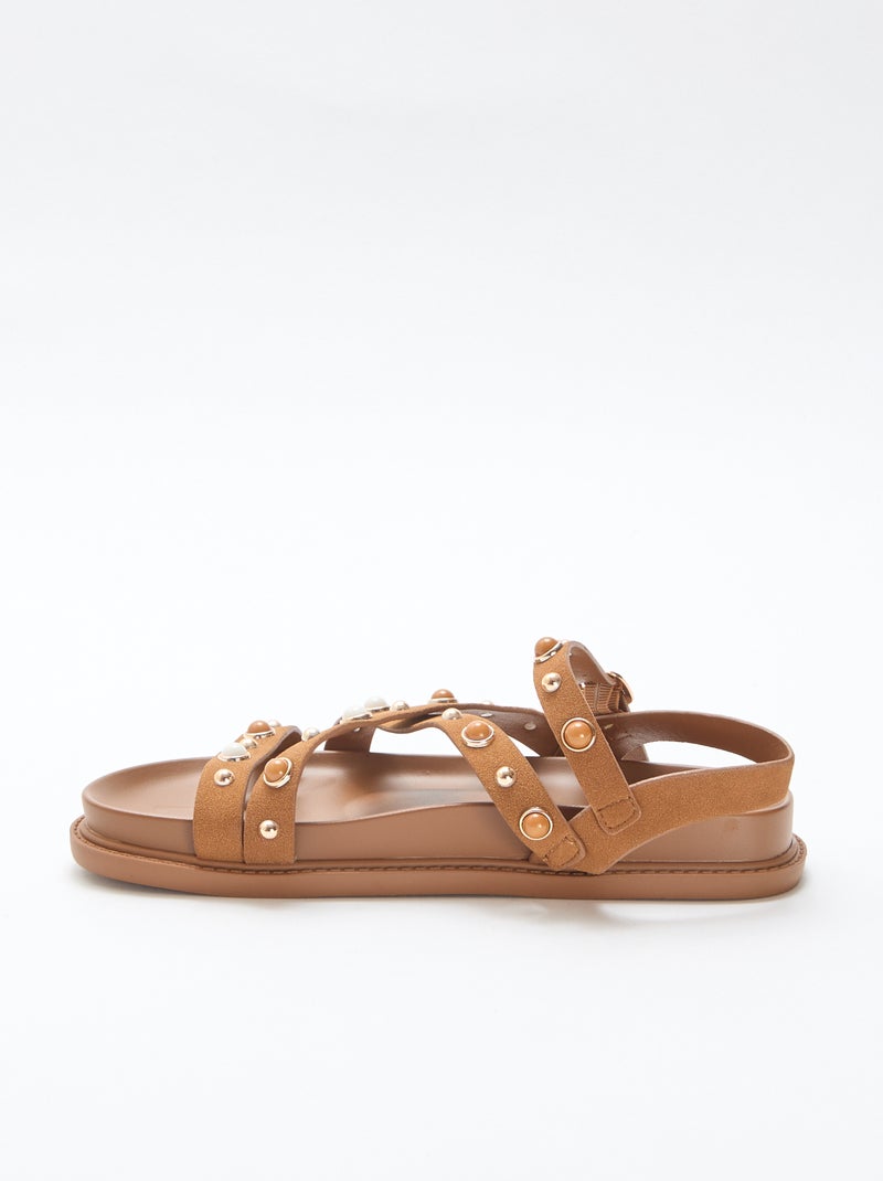 Sandali platform con listini borchiati Marrone - Kiabi