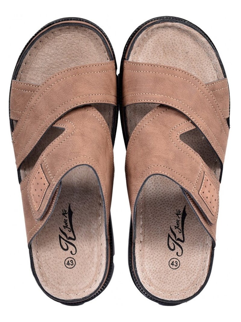 Sandali PREMIUM Velcro Cammello - Kiabi