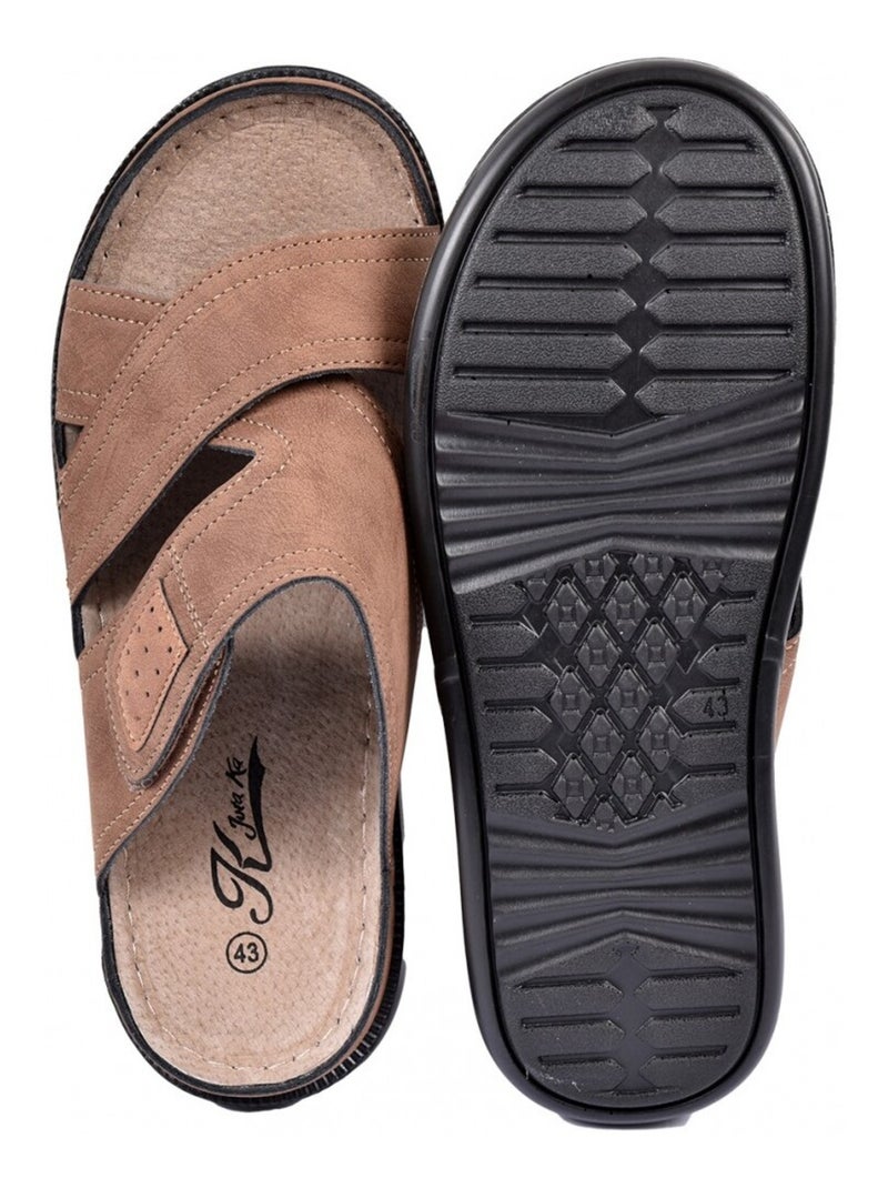 Sandali PREMIUM Velcro Cammello - Kiabi