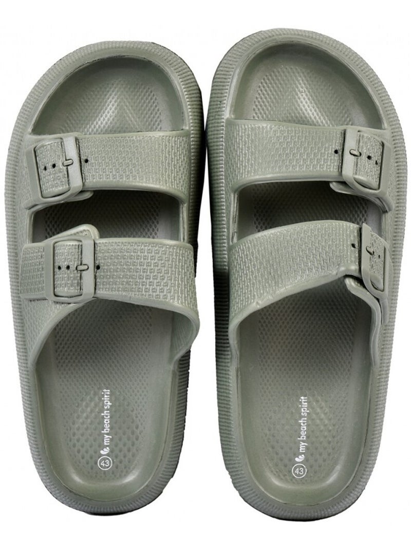 Sandali sabot EVA con fibbia Cachi - Kiabi