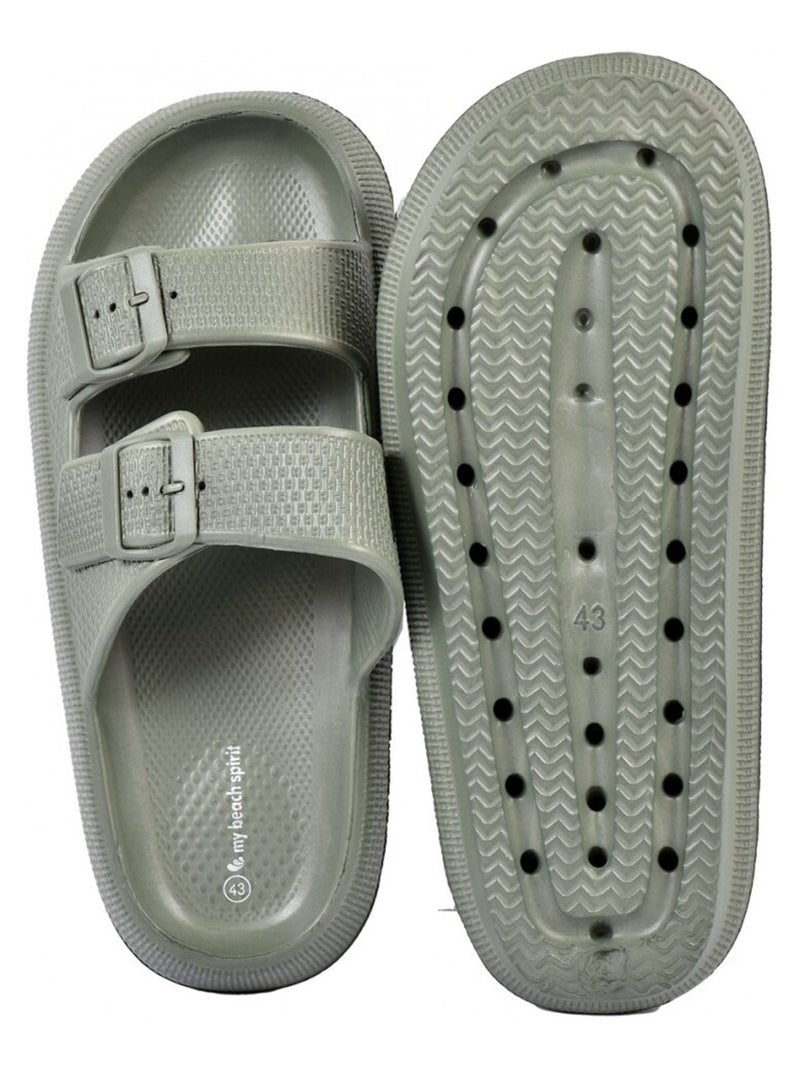 Sandali sabot EVA con fibbia Cachi - Kiabi