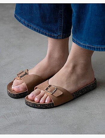 Sandali semplice cinturino, toppa sul tallone, comfort Isotoner