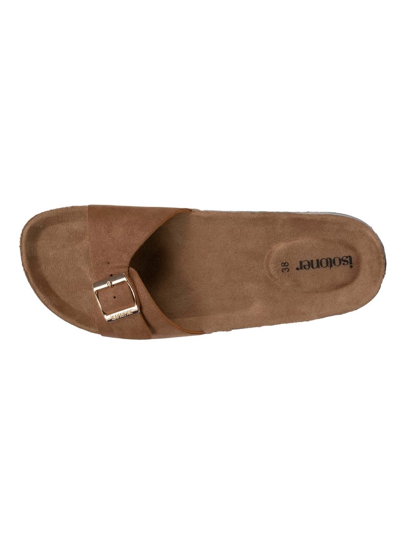 Sandali semplice cinturino, toppa sul tallone, comfort Isotoner Cammello - Kiabi
