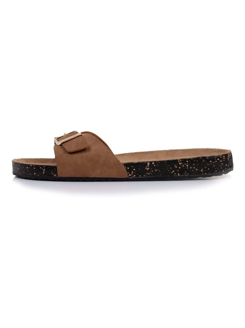 Sandali semplice cinturino, toppa sul tallone, comfort Isotoner Cammello - Kiabi