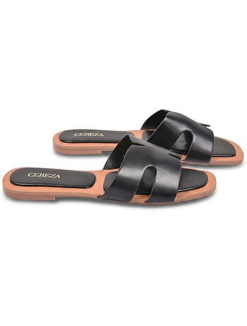 Sandali Slide Donna OZABI Pelle Sintetica Oro Nero