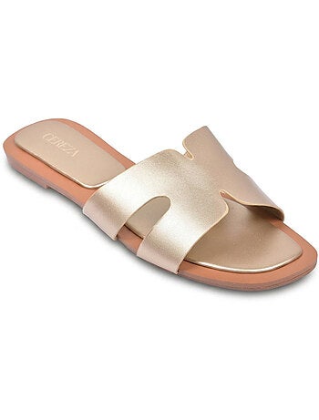 Sandali Slide Donna OZABI Pelle Sintetica Oro Nero