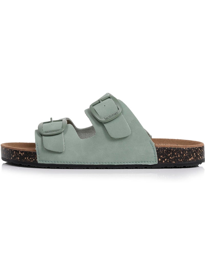 Sandali sottopiede in pelle patch everywear comfort heel  Isotoner Verde chiaro - Kiabi