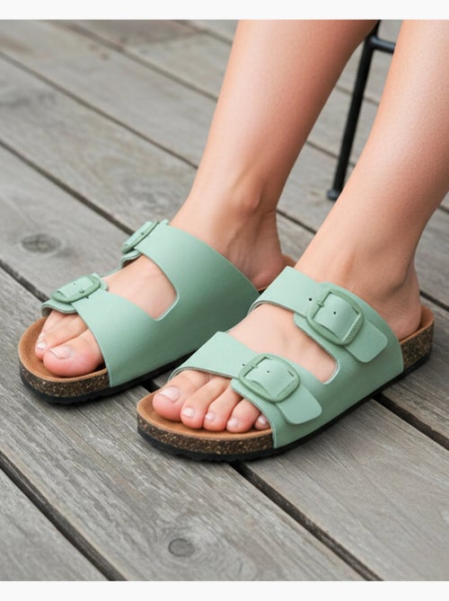 Sandali sottopiede in pelle patch everywear comfort heel - Kiabi Sandali sottopiede in pelle patch everywear comfort heel - Kiabi