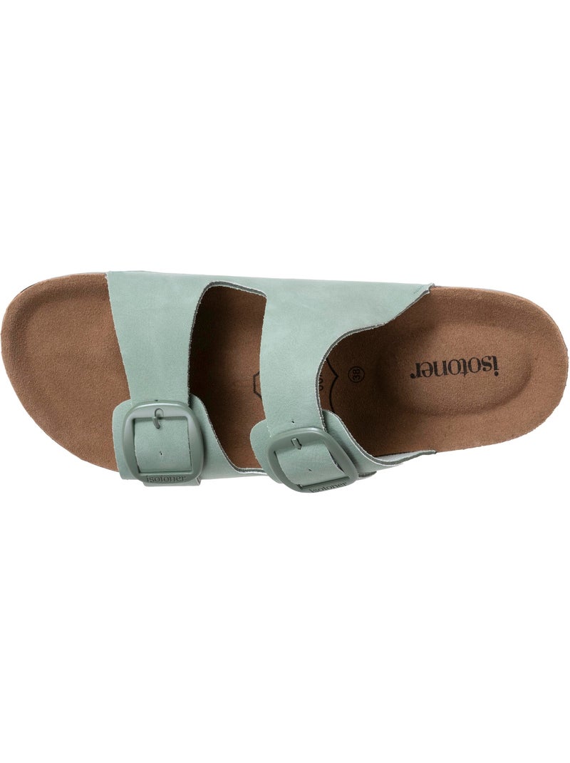 Sandali sottopiede in pelle patch everywear comfort heel Verde chiaro - Kiabi