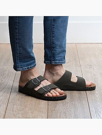Sandali sottopiede in pelle, toppa sul tallone e plantare everywear comfort, Isotoner