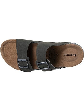Sandali sottopiede in pelle, toppa sul tallone e plantare everywear comfort, Isotoner