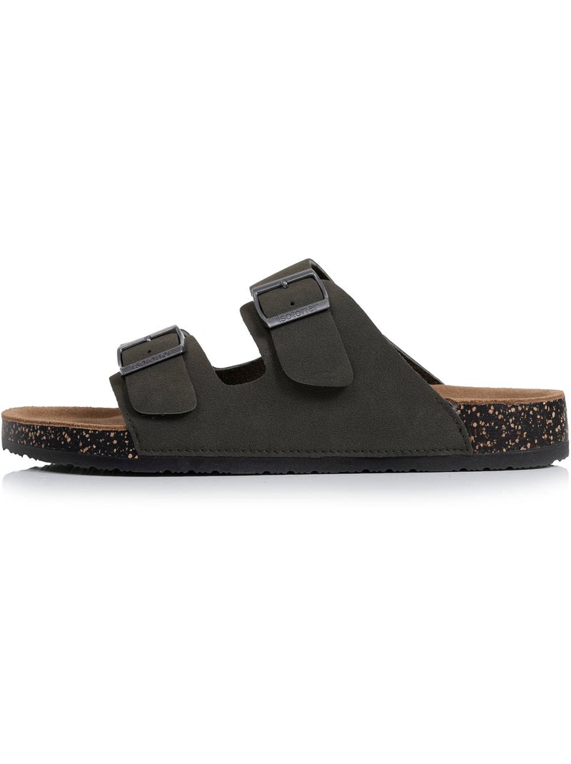 Sandali sottopiede in pelle, toppa sul tallone e plantare everywear comfort,  Isotoner Cachi - Kiabi