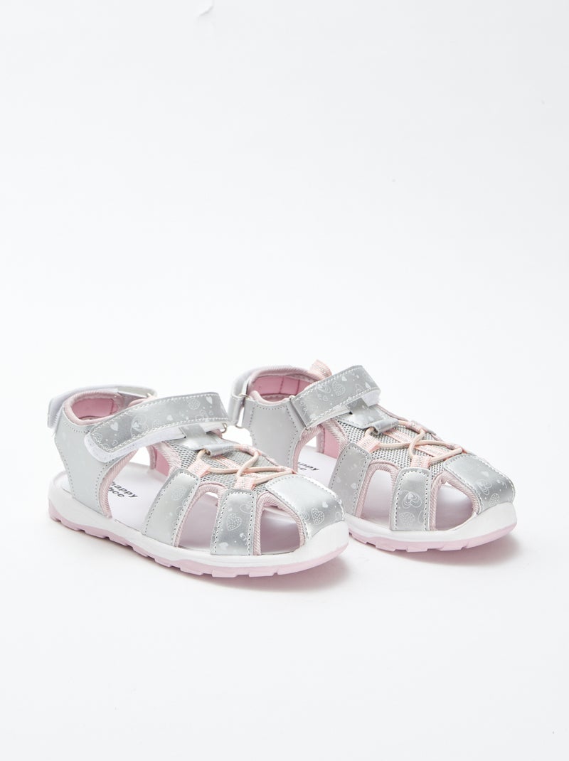 Sandali sportivi con strappi e motivo 'cuori' GRIGIO - Kiabi