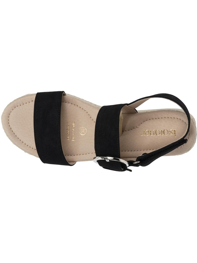 Sandali suola in memory, tacco di 3,5 cm, design in corda  Isotoner Nero - Kiabi