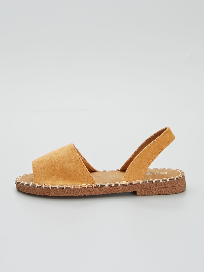 Sandali tipo minorchino in pelle scamosciata cammello - Kiabi