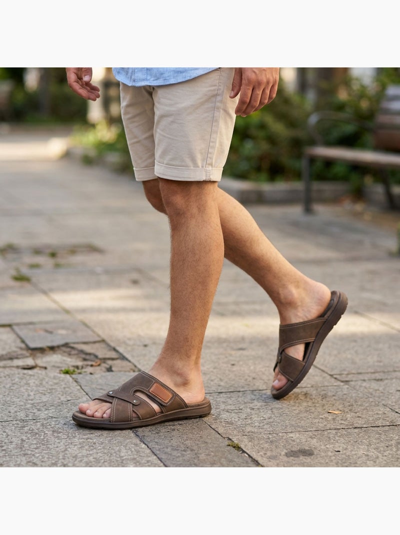 Sandali uomo incrociati comfort strappo estate OZABI Marrone - Kiabi