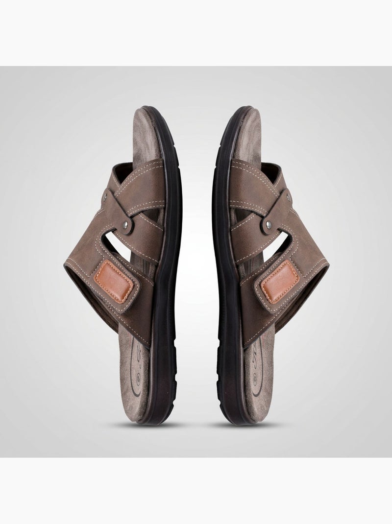 Sandali uomo incrociati comfort strappo estate OZABI Marrone - Kiabi