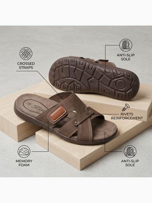 Sandali uomo incrociati comfort strappo estate OZABI - Kiabi Sandali uomo incrociati comfort strappo estate OZABI - Kiabi
