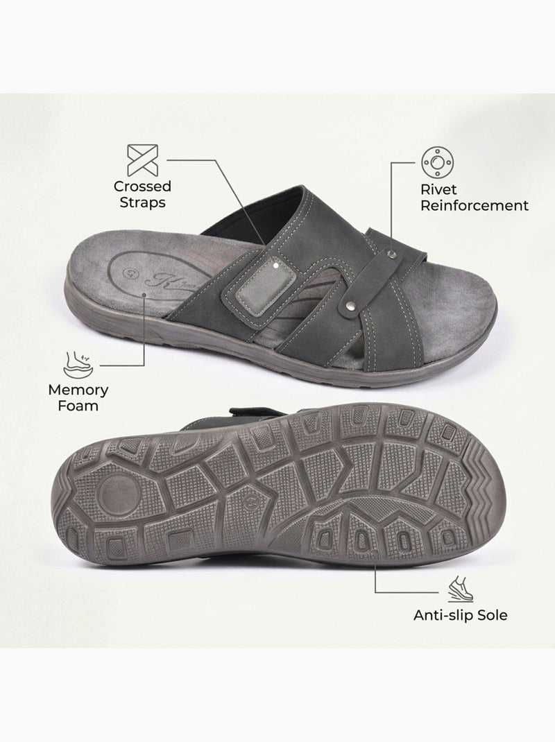 Sandali uomo incrociati comfort strappo estate OZABI Nero - Kiabi