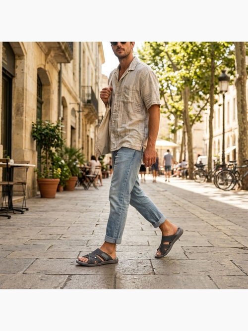 Sandali uomo incrociati comfort strappo estate OZABI - Kiabi Sandali uomo incrociati comfort strappo estate OZABI - Kiabi