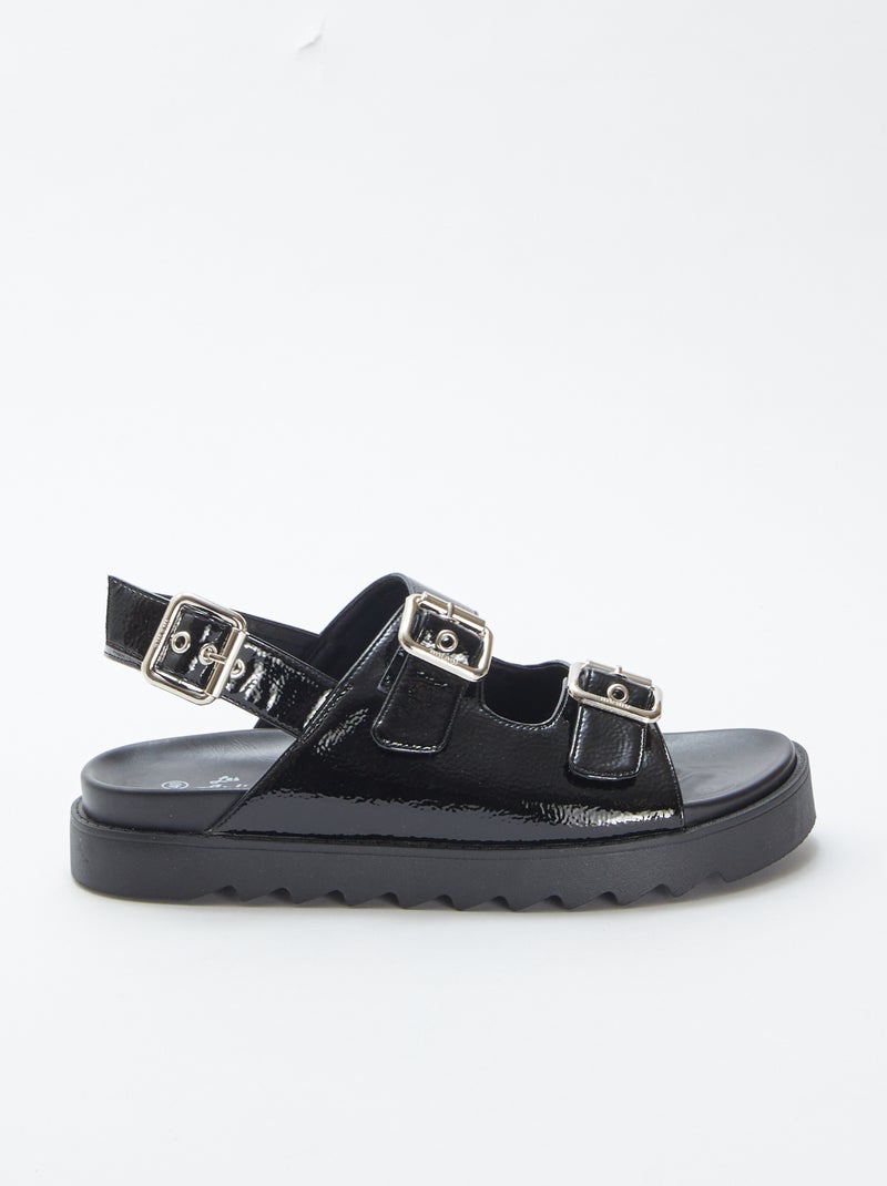 Sandali vernice con doppio cinturino NERO - Kiabi