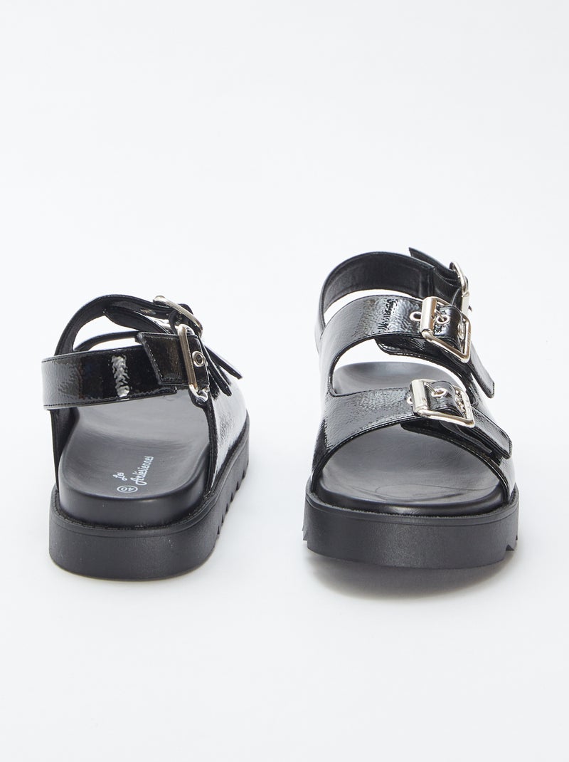Sandali vernice con doppio cinturino NERO - Kiabi