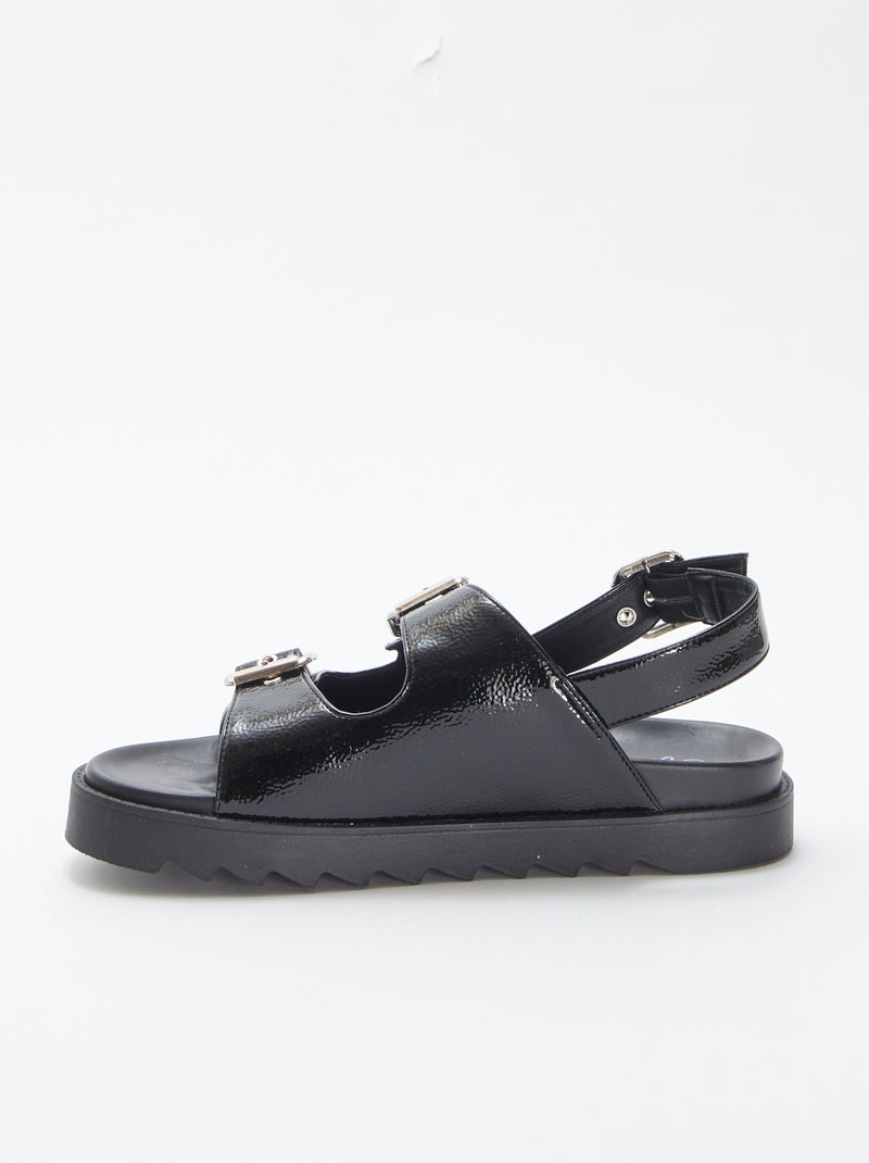 Sandali vernice con doppio cinturino NERO - Kiabi