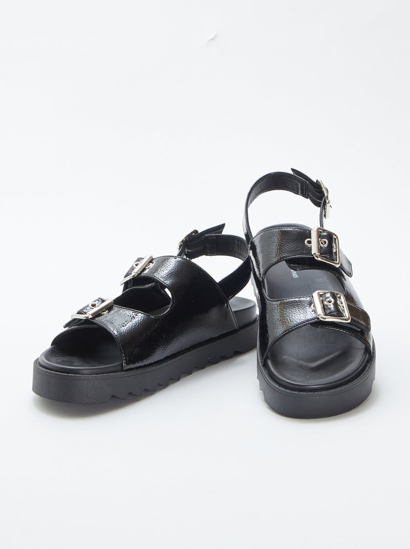 Sandali vernice con doppio cinturino NERO - Kiabi