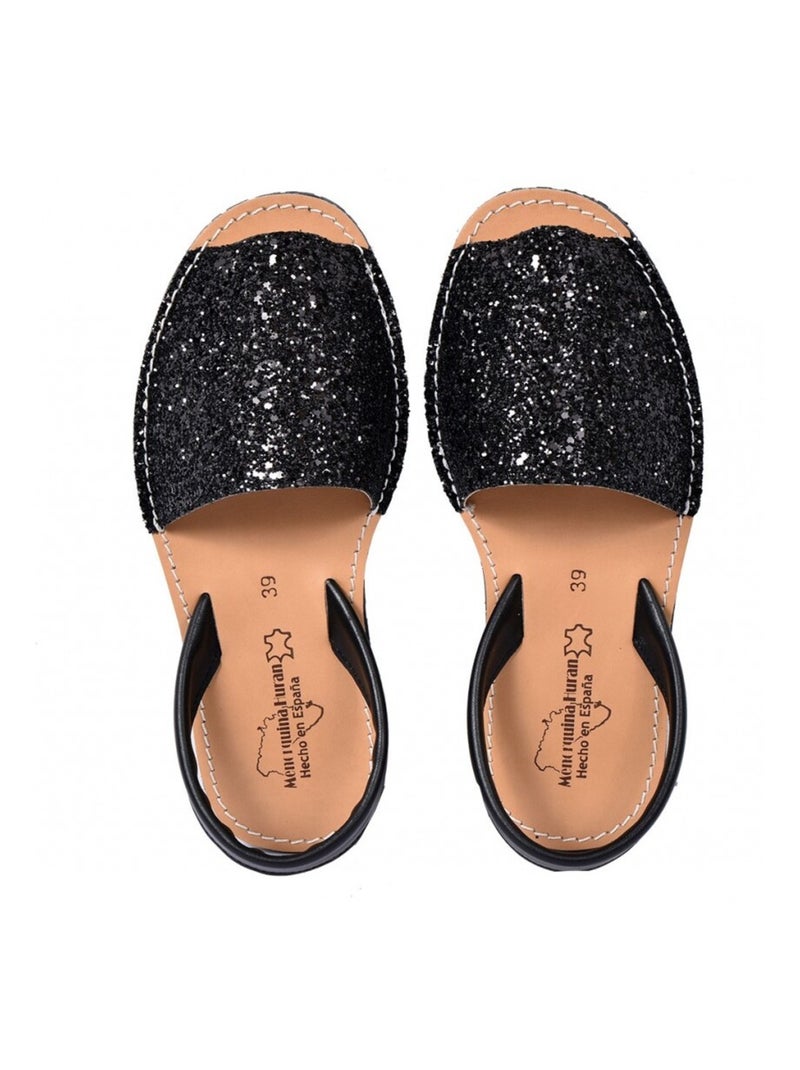 Sandalo Basso Donna PREMIUM CUOIO Nero/Argento - Kiabi