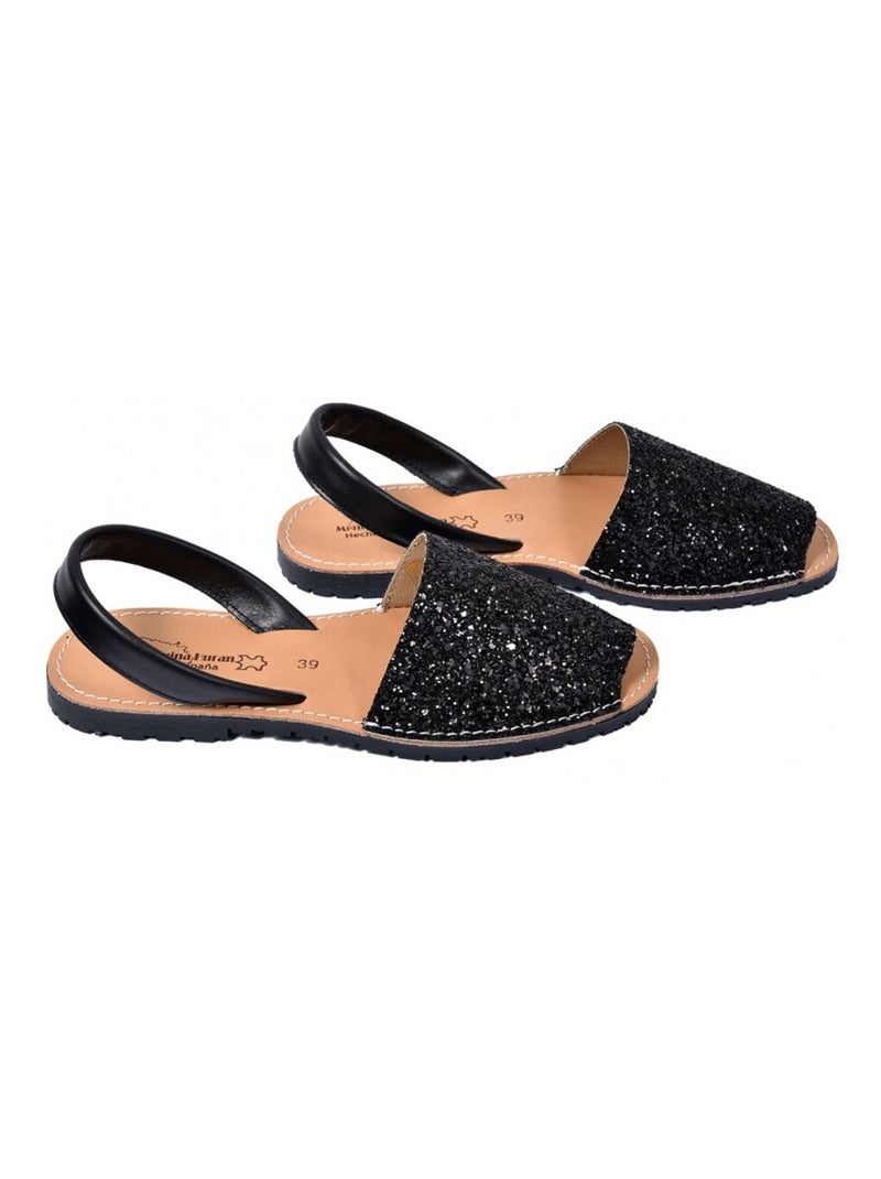 Sandalo Basso Donna PREMIUM CUOIO Nero/Argento - Kiabi