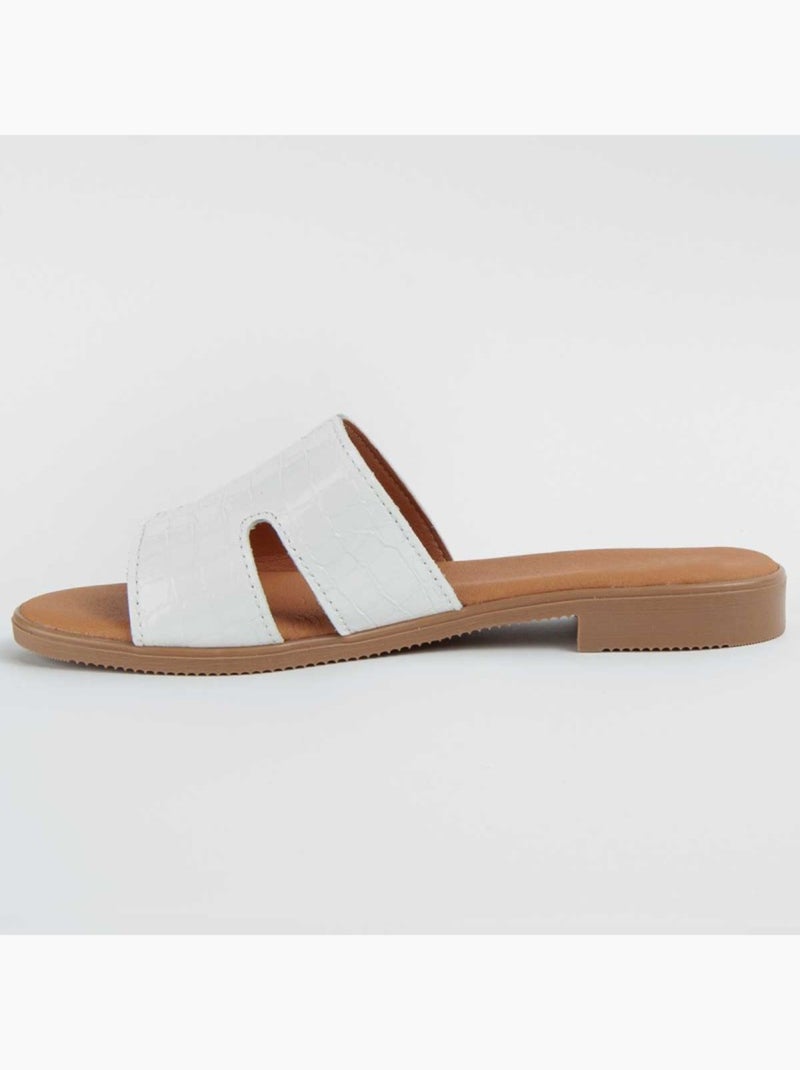 Sandalo Basso Pelle Naturale Purapiel Bianco - Kiabi