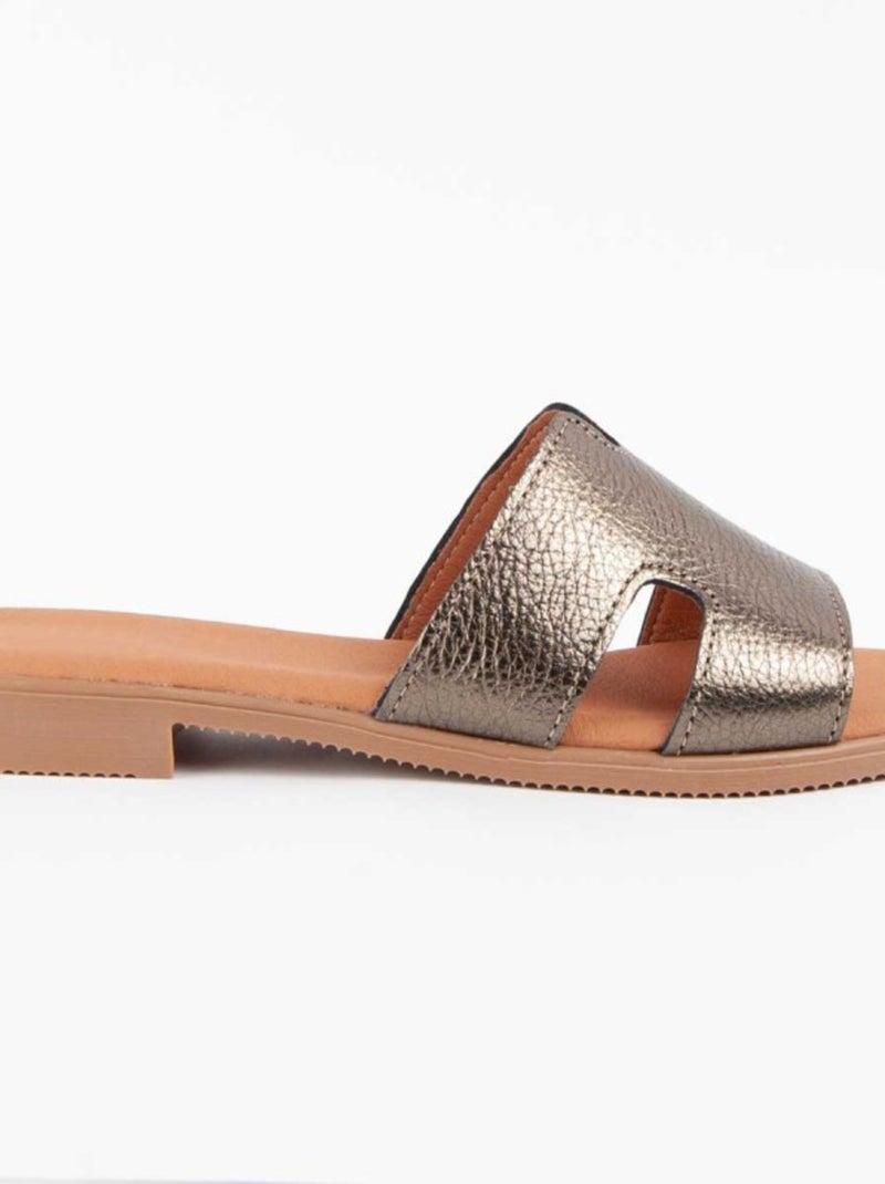 Sandalo Basso Pelle Naturale Purapiel Grigio - Kiabi