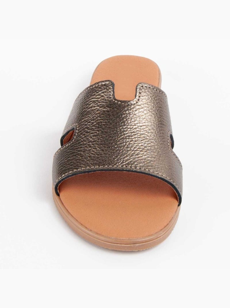 Sandalo Basso Pelle Naturale Purapiel Grigio - Kiabi