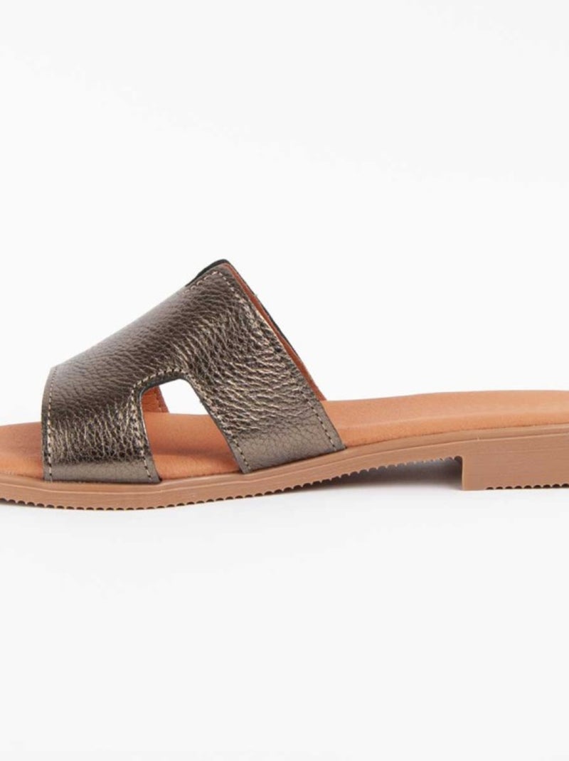 Sandalo Basso Pelle Naturale Purapiel Grigio - Kiabi