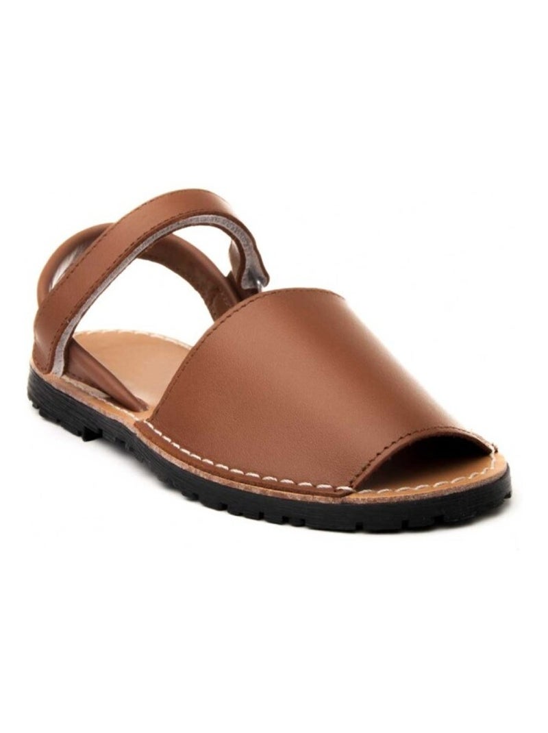 Sandalo Basso Pelle Naturale Purapiel Marrone - Kiabi