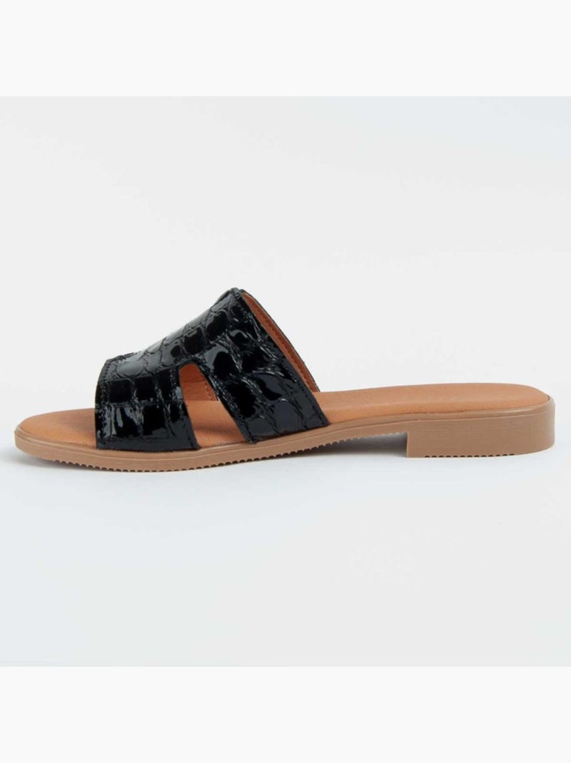 Sandalo Basso Pelle Naturale Purapiel Nero - Kiabi