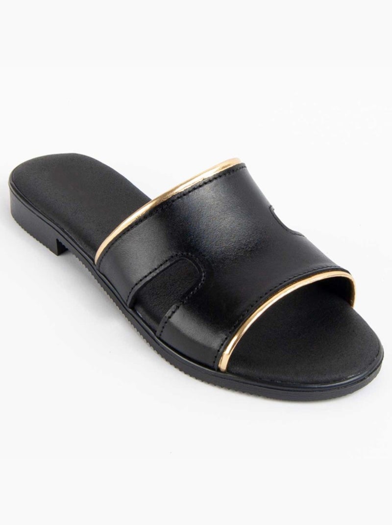 Sandalo Basso Pelle Naturale Purapiel Nero - Kiabi