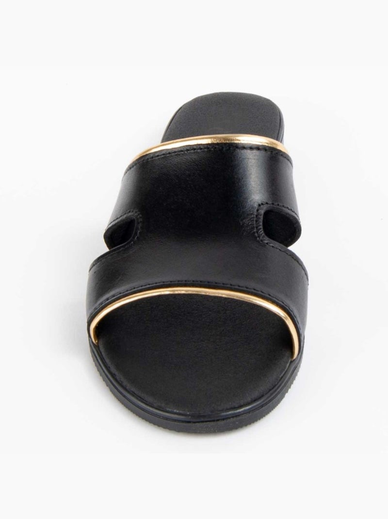 Sandalo Basso Pelle Naturale Purapiel Nero - Kiabi