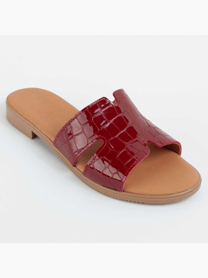 Sandalo Basso Pelle Naturale Purapiel Rosso - Kiabi