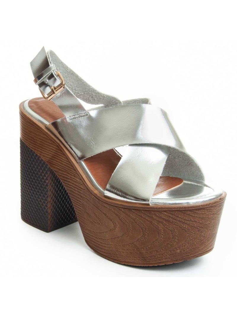 Sandalo Con Tacco Materiale Sintetico Montevita Argento - Kiabi
