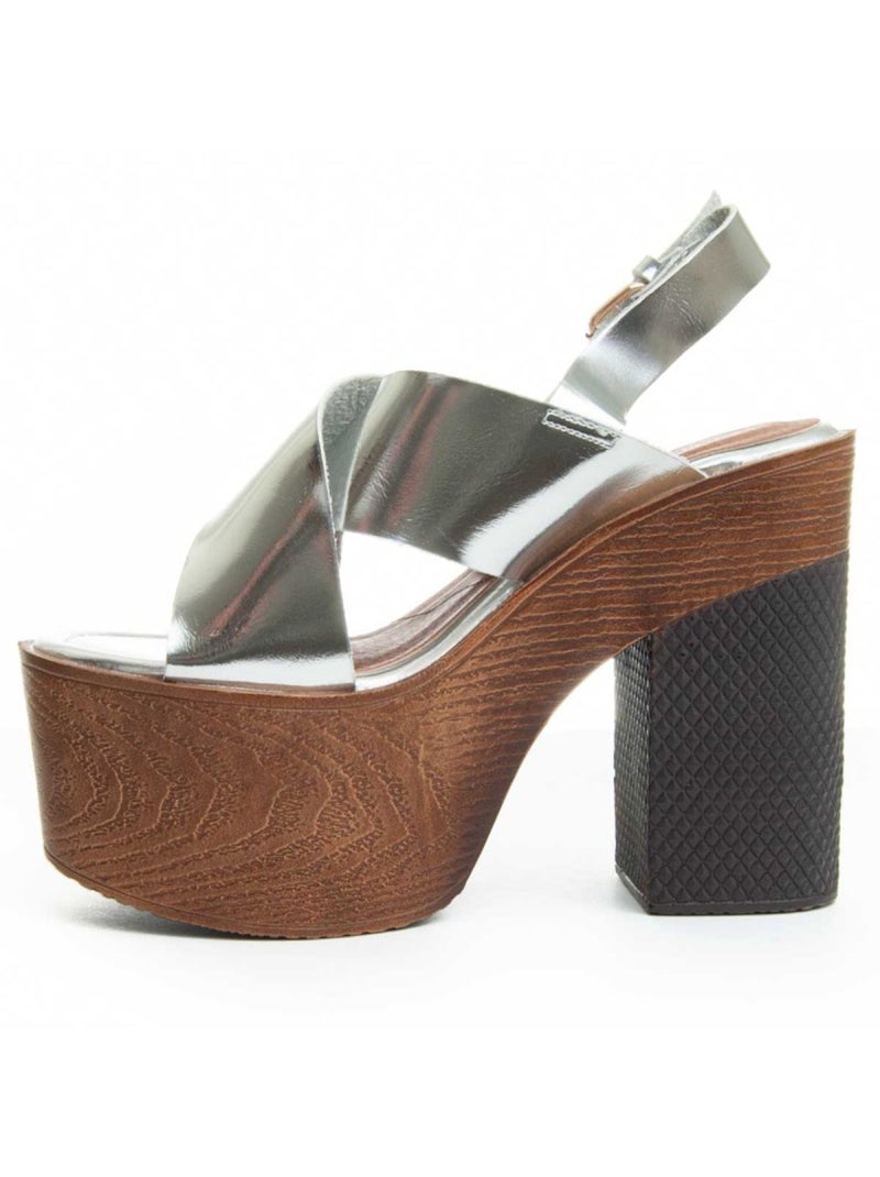 Sandalo Con Tacco Materiale Sintetico Montevita Argento - Kiabi