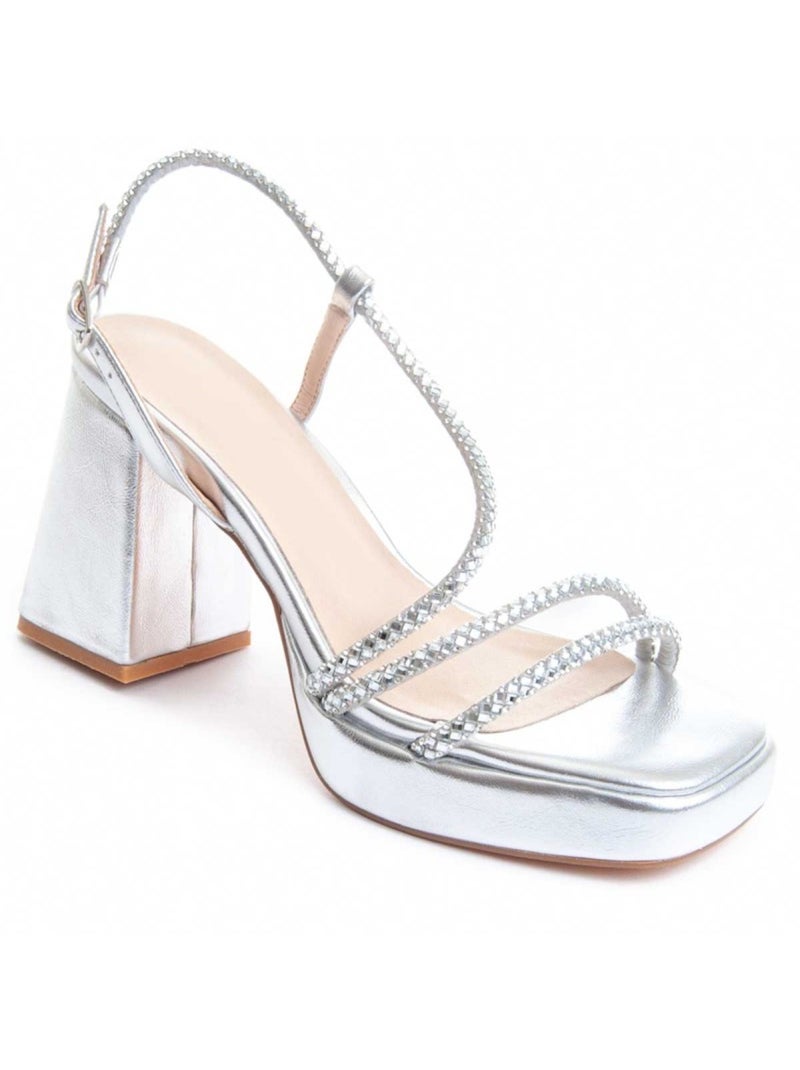 Sandalo Con Tacco Materiale Sintetico Montevita Argento - Kiabi