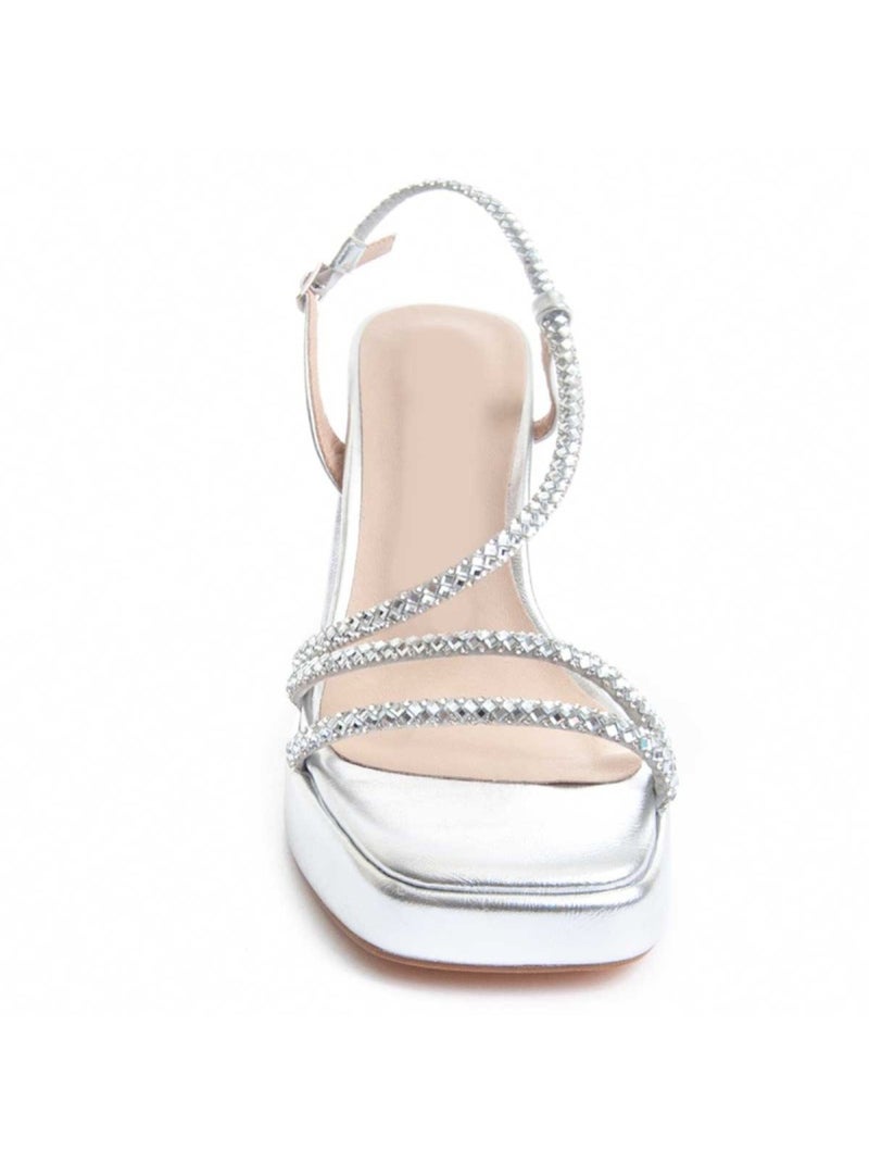 Sandalo Con Tacco Materiale Sintetico Montevita Argento - Kiabi