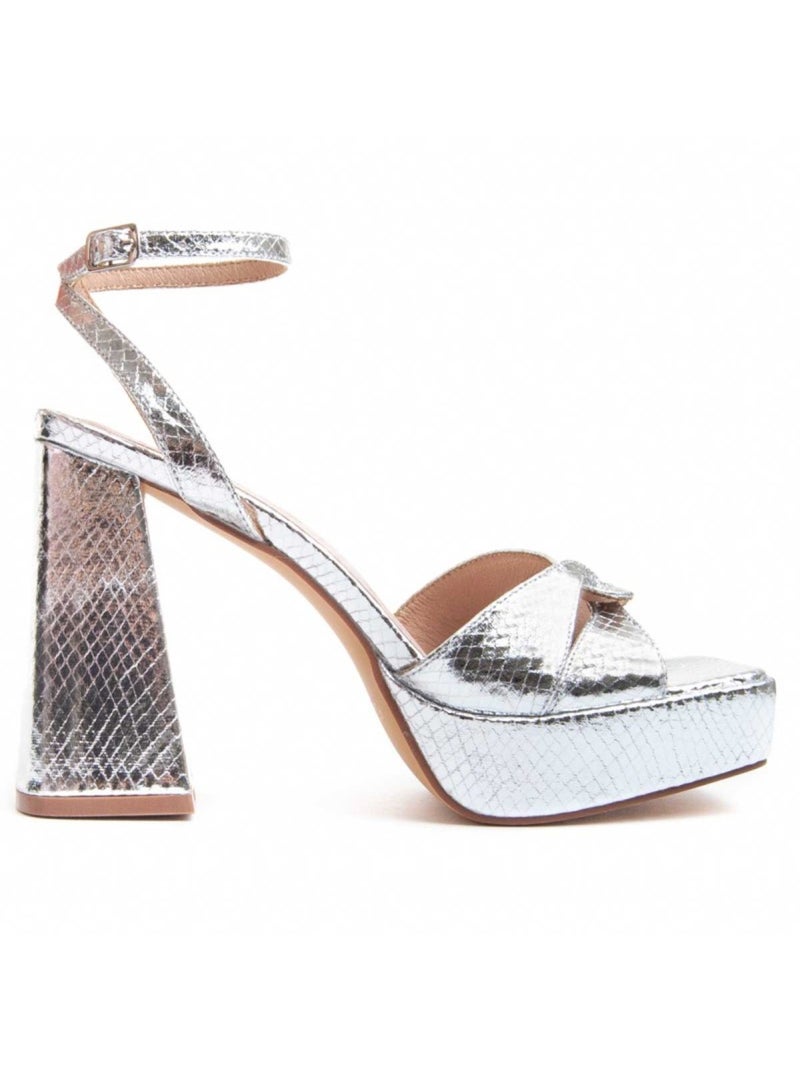 Sandalo Con Tacco Materiale Sintetico Montevita Argento - Kiabi