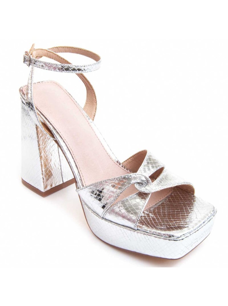 Sandalo Con Tacco Materiale Sintetico Montevita Argento - Kiabi
